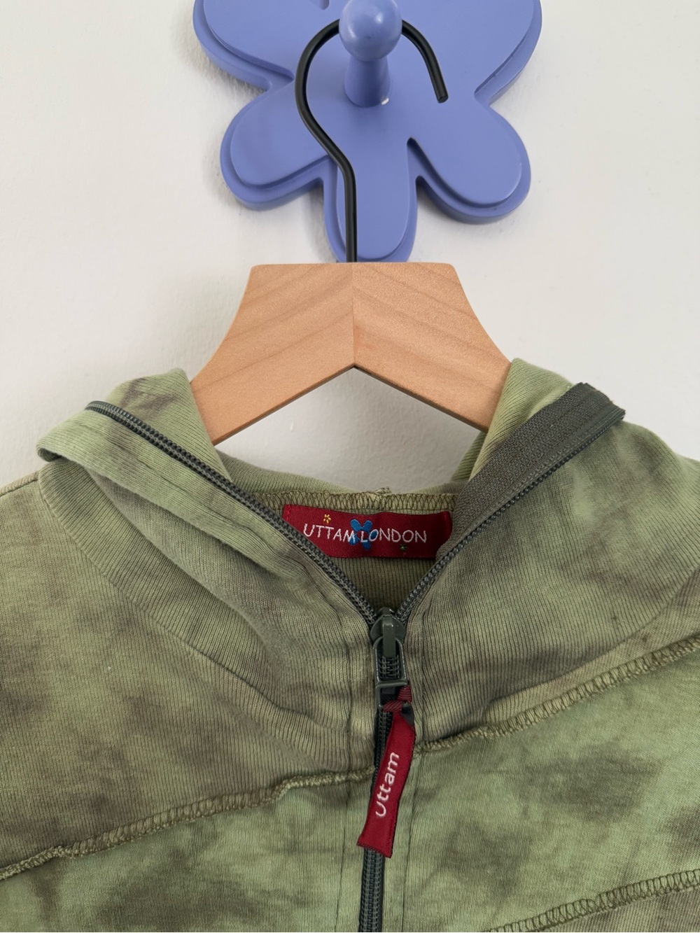 90s Y2K Grunge Full Zip Hoodie Green Forest Goblin Small/Medium Streetwear - Picture 3 of 9